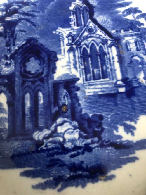 BLUE AND WHITE "ABBEY 1790 " BOWL/PLATE